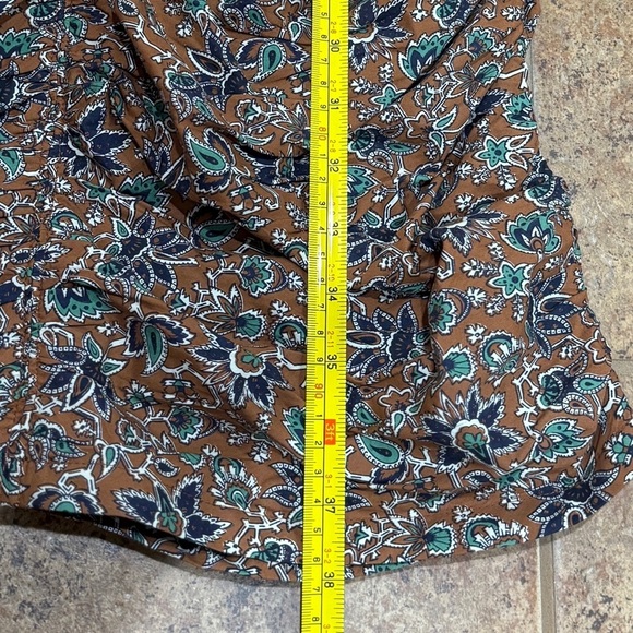 New Veronica Beard Nadi Puff Sleeve Minidress Sz 14 Floral Cinnamon Multi Ruche - Picture 12 of 13